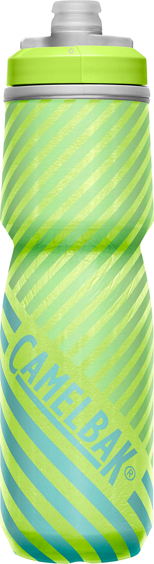 CamelBak Podium Chill Insulated Bike Squeeze Water Bottle, Cold Retention for Cycling, 24oz, Lime/Blue Stripe