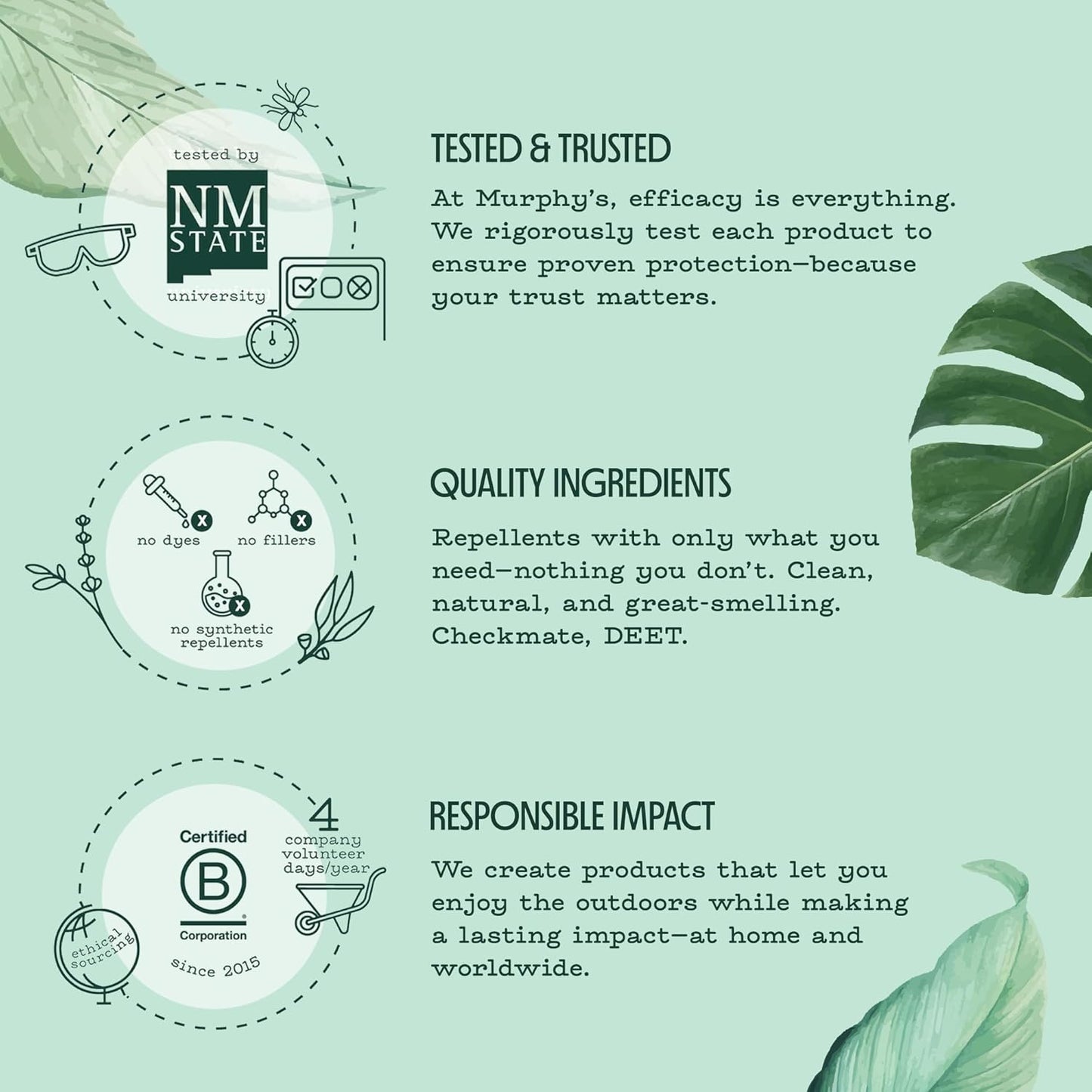 Murphy’s Naturals Mosquito & Tick Repellent - Plant-Based Outdoor Spray Kit | 3-Pack (1x4oz + 2x2oz)
