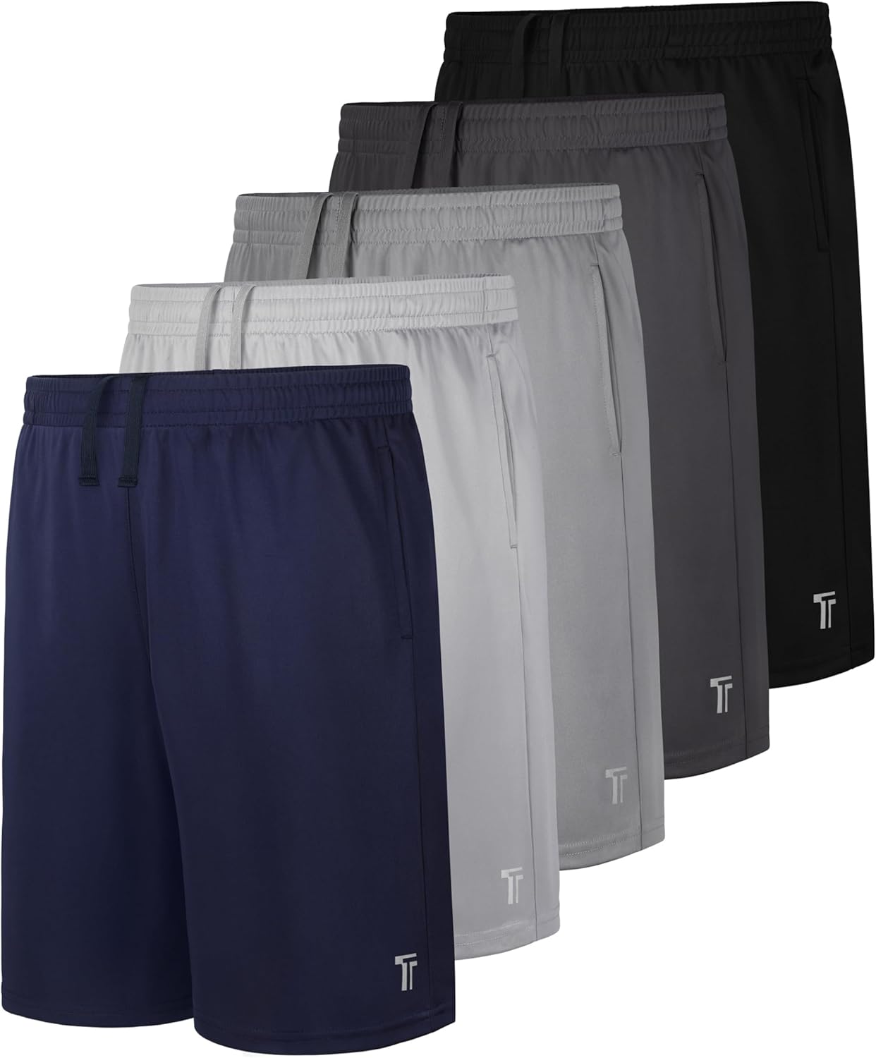 Skiennix Boys Athletic Shorts - Quick Dry Soccer & Basketball Shorts with Pockets | 5 Pack for Active Kids