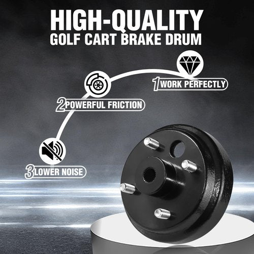 Orle Oko Golf Cart Brake Drum (24 Spline) - Compatible with EZGO TXT 1982-Up Electric & 1982-1993 2-Cycle Gas Models, Replaces OEM# 19186G1P, Durable Replacement Part