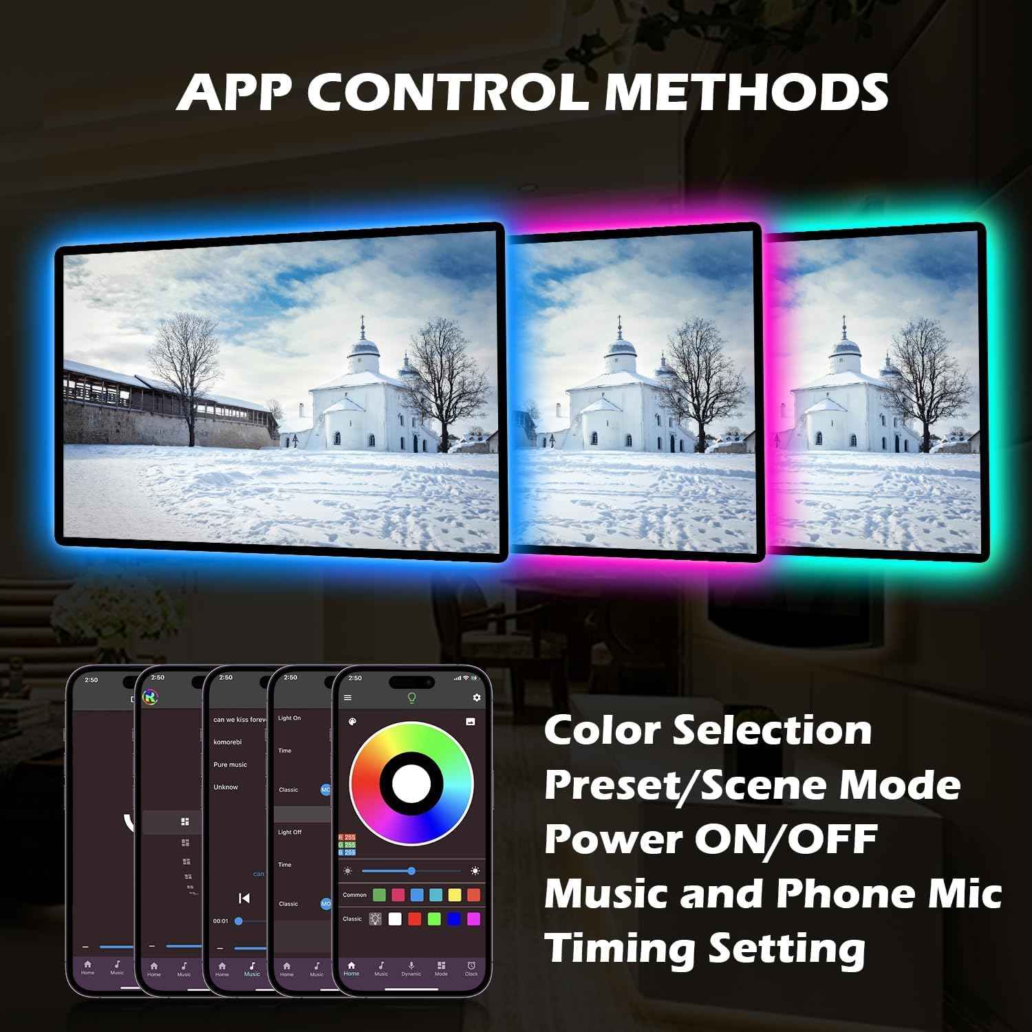 Battery Powered Led Strip Lights 13ft, 2x6.5ft USB/Battery Operated RGB LED Lights Birthday Christmas Gift with Remote for TV Backlight, Bedroom, Camping