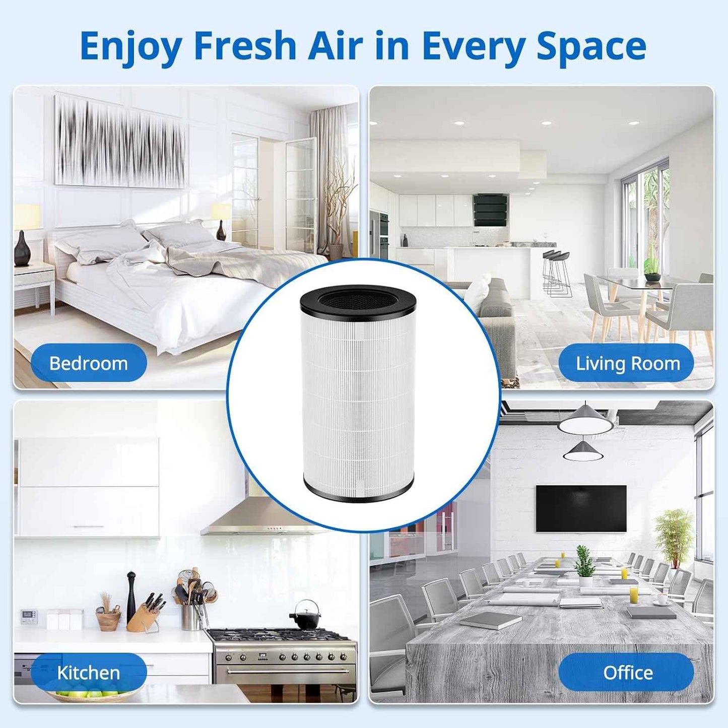 HoMedics TotalClean AP-T30 & AP-PET35 Replacement HEPA Filter - 2 Pack, 360° 5-Layer Filtration
