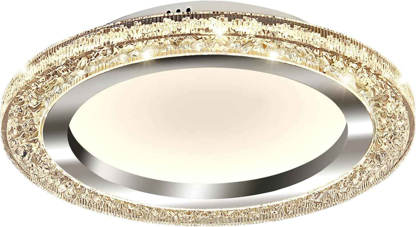 28W Gold LED Flush Mount Ceiling Light - 12" Modern Round Fixture for Bedroom, Kitchen, Bathroom