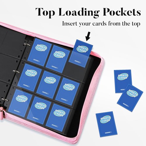 Fabmaker 9 Pocket Card Binder - Premium PU Cover Holds 756 Cards | Portable Black Collection Album