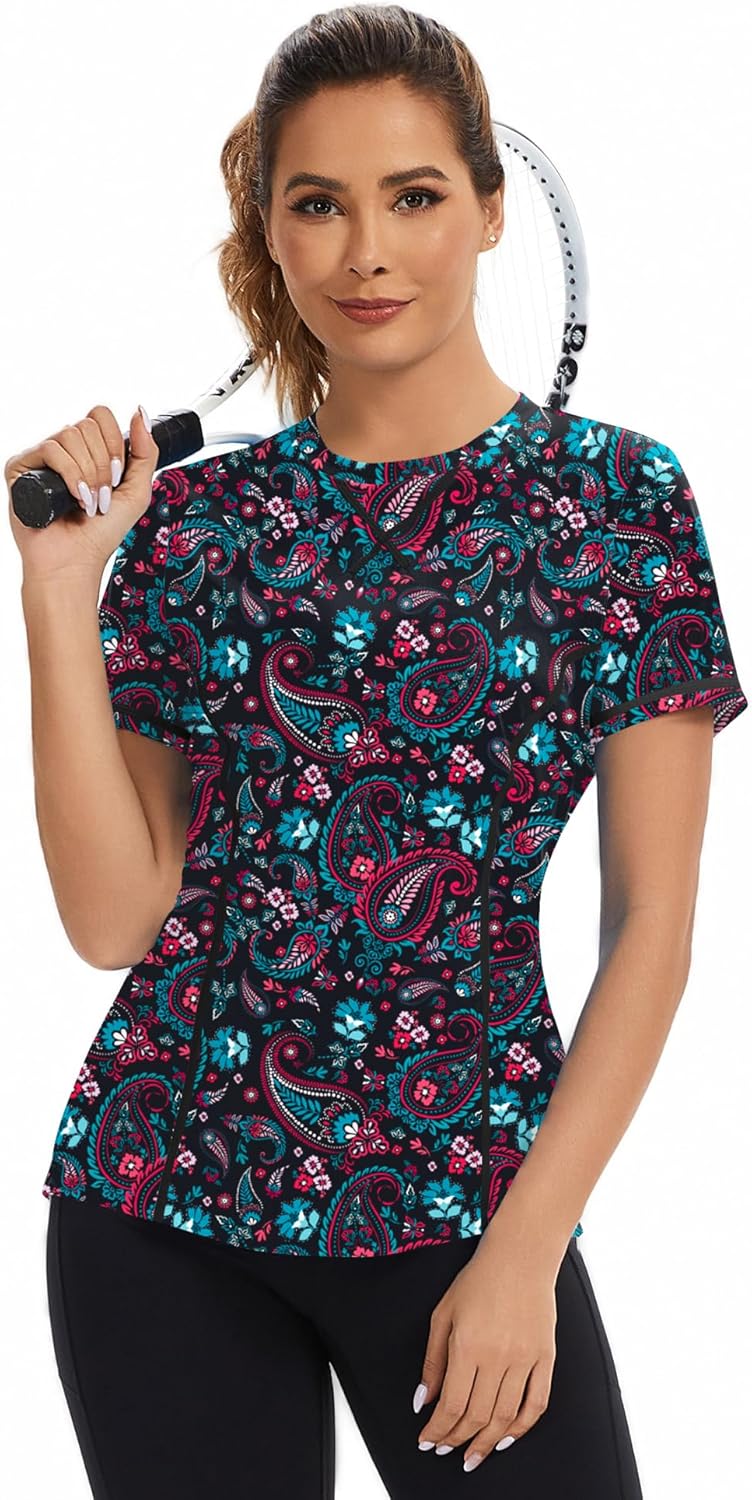 AVOOGUE Women's Quick-Dry Athletic Tops - UPF50+ Sun Protection for Gym, Hiking & Yoga