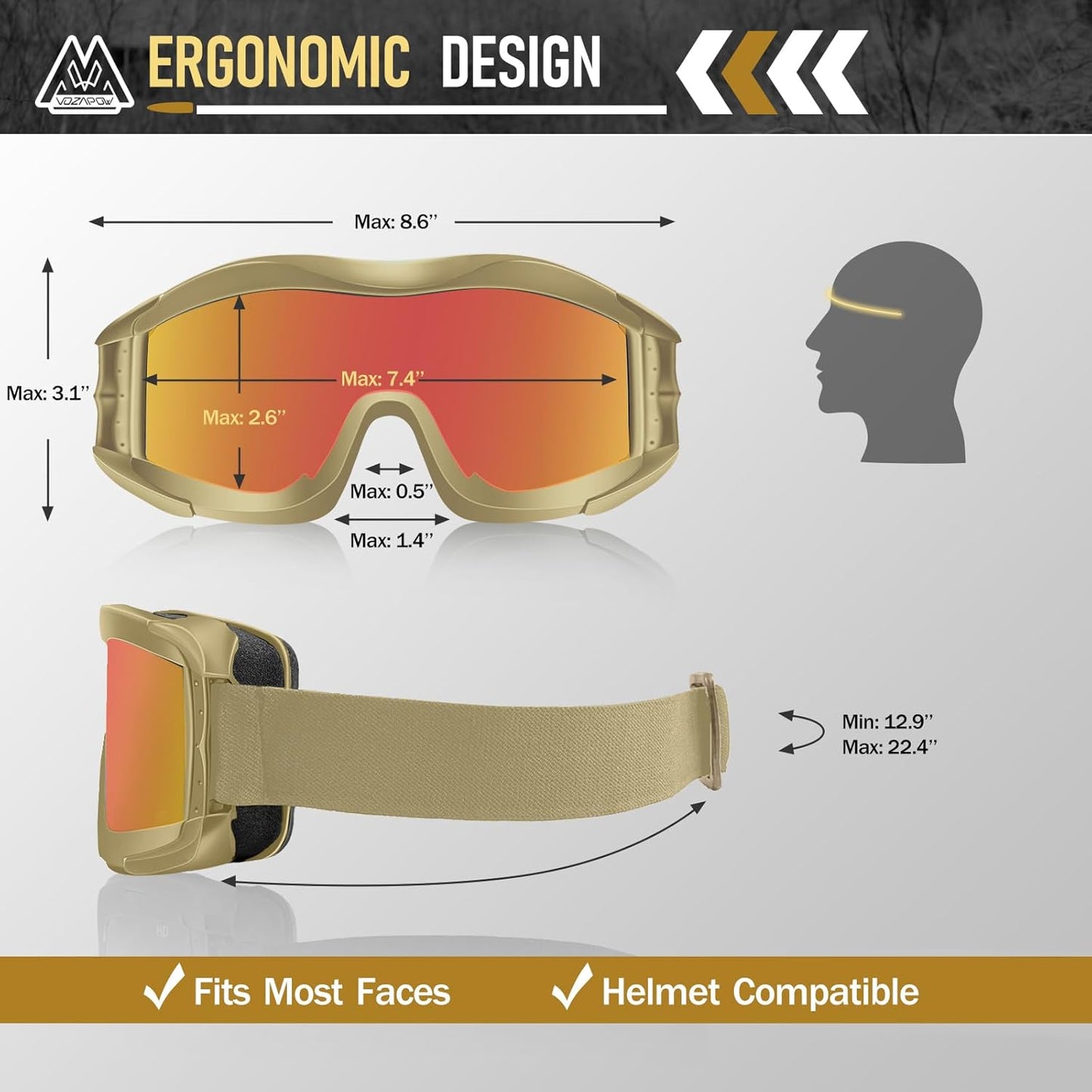 Airsoft Goggles - Anti-Fog ANSI Z87.1 Certified Safety Glasses | Impact Resistant Tactical Eyewear