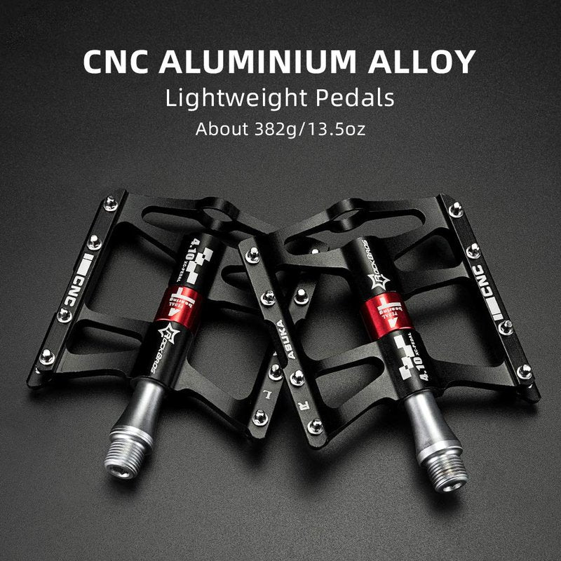 ROCKBROS 4 Bearings Mountain Bike Pedals MTB Padals Platform Flat Bike Pedals Aluminum Alloy 9/16"