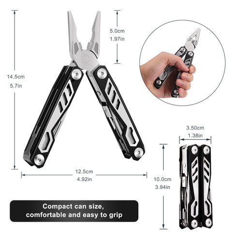 Gifts for Men, KUPERIA Multitool Needle Nose Pliers, 16-in-1 Stainless Steel Multi Tool Pocket Knife, Cool Gadgets, Survival Knife with EDC Pouch Used as Bottle Opener, Screwdriver, saw etc