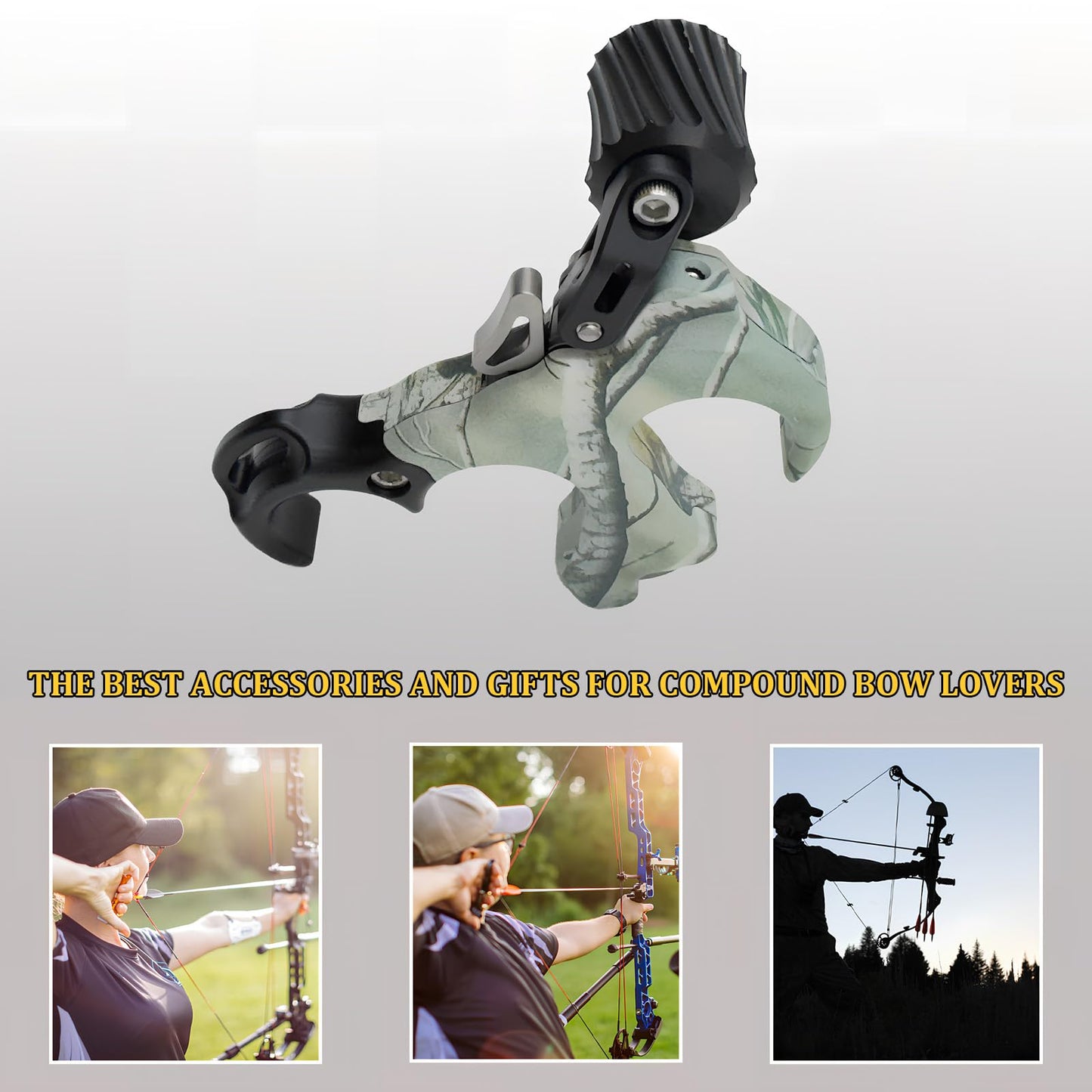 sntxmy Bow Release for Compound Bow, Archery Release Aids, Compound Bow Trigger Release, Button Thumb Release. (3 or 4 Finger Bow Release, Dark Camo)