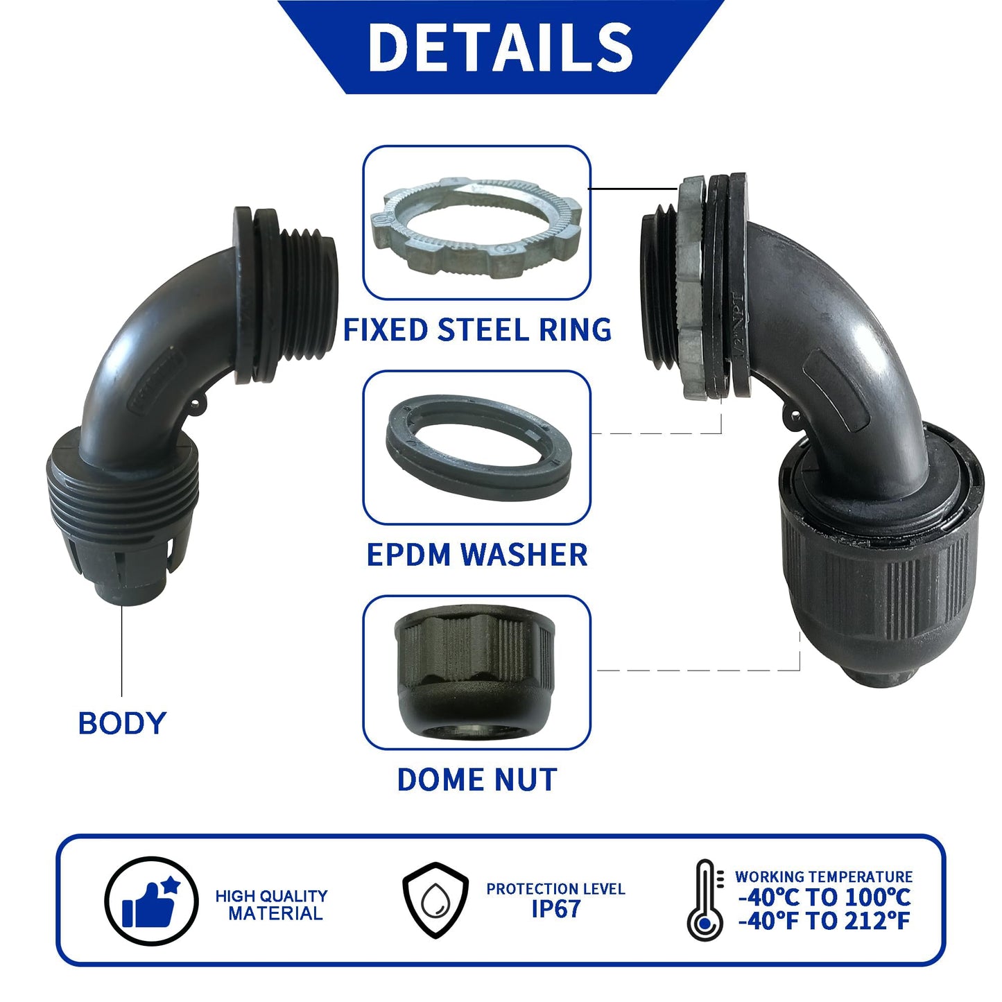 (1/2" Dia * 100 Feet) Yariwiz Black Special Extra Flexible Electrical Conduit Liquid Tight PVC Conduit Kit with 5 PCS Coupling, 5 PCS Elbow and 10 PCS Strap, Sealtight Seal Flex Liquidtight Wire