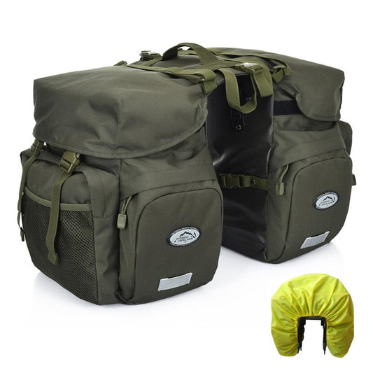 ZTZ 50L Panniers Bike Bags, Waterproof Bike Panniers Made of High-Density 600D Polyester for Durable Use, Bike Saddle Bag come with Reflective Trim and Rain Cover, Easy Organize in 7 inch Rack(Green)