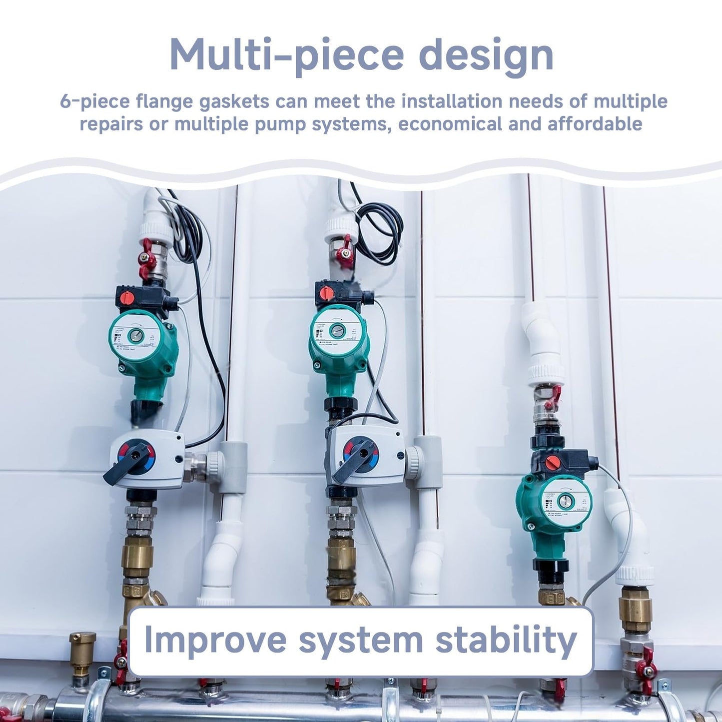 Numano (6-Pack) For 007-007RP High-Temperature Rubber Flange Gasket Set for Circulating Pumps flange gaskets, Compatible with Taco Water Heating Systems