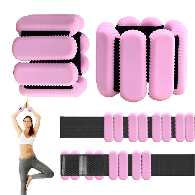 Pilates Wrist & Ankle Weights for Women, Wearable Strong Arm & Leg Weights Set of 2(1Lbs Each), Adjustable Ankle Weights for Walking, Yoga, Dance, Barre,Gym (Pink, 1lbs x2)