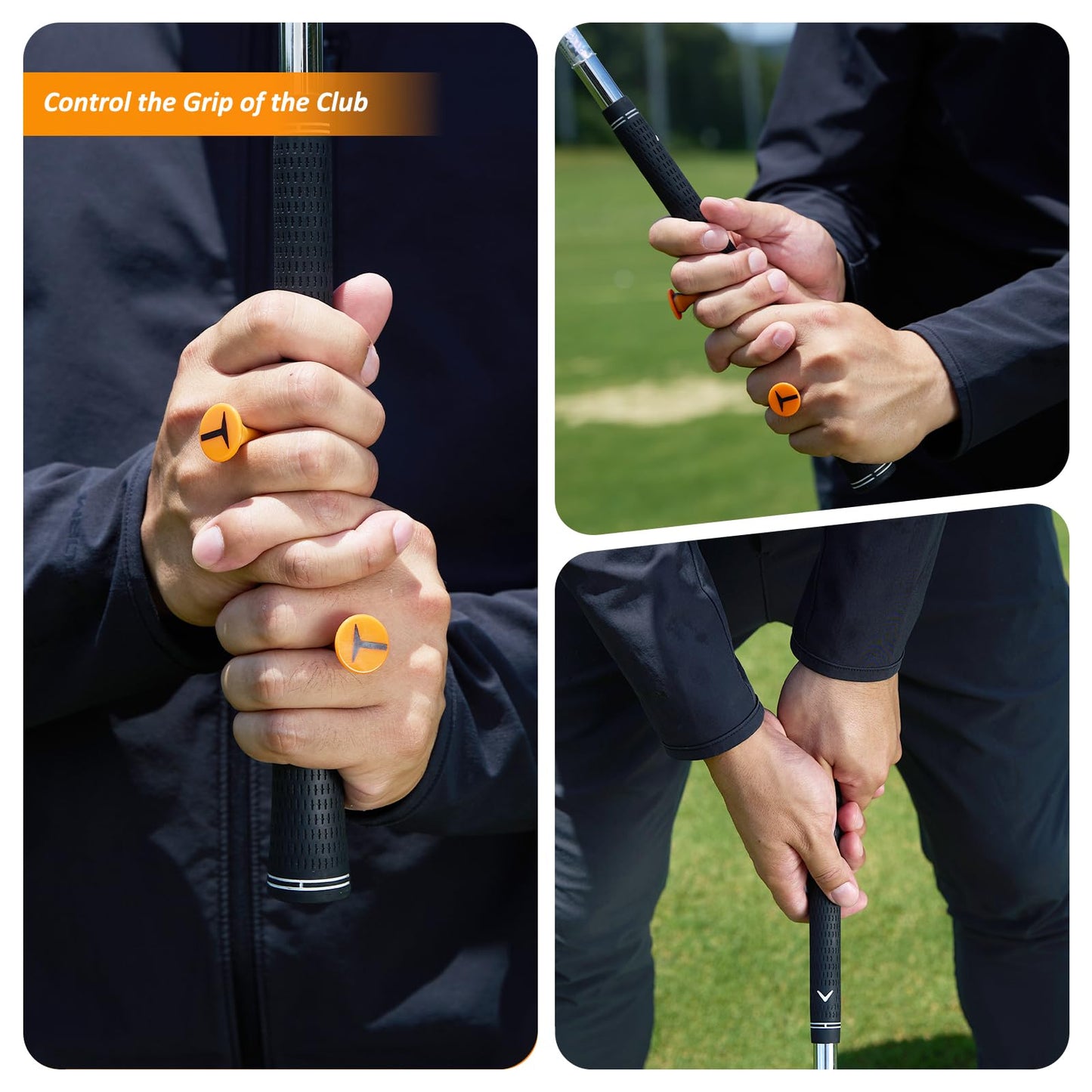 Golf T-Shape Grip Training Aids with Storage Bag Golf Swing Trainer Posture Correct Tool Golf Club Griping Training Pad for Outdoor Indoor Golfer Sports Soft Griping Club Trainer