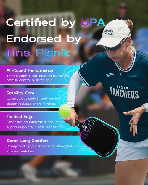 Warping Point Neon Gen 3 Pickleball Paddle, UPA-A Approved, Triple-Layer T700 Raw Carbon Fiber, 16MM EdgeFusion Core, Thermoformed Frame, Tour-Level Spin, Control & Power