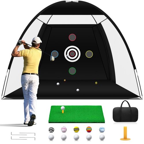 Vixflux Golf Net, Practice Net with Hitting Mat, Backyard Driving & Chipping, Black