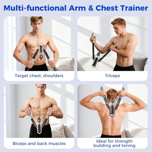DERACY Chest Workout Equipment, Adjustable Forearm Strengthener, Carbon Steel Forearm Exerciser, Twister Arm Trainer, Chest Trainer for Men Women (Regular Size)