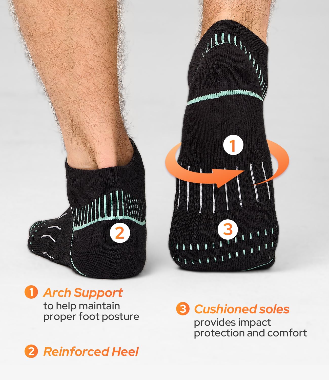 BAMBOO COOL Mens Ankle Socks Bamboo Viscose Athletic Moisture-Wicking Low Cut Running Cushioned Socks