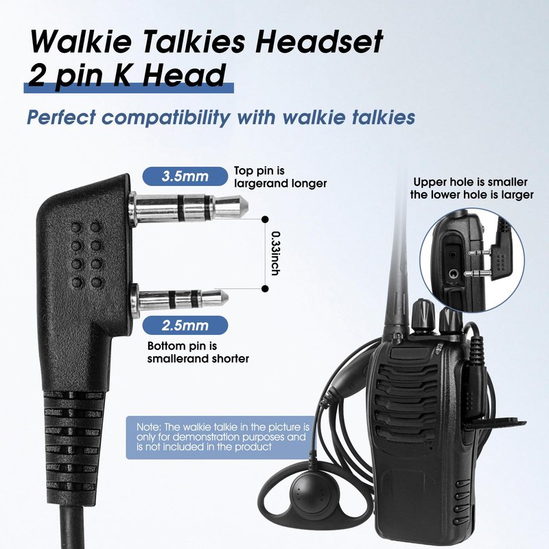 2-Pakc Walkie Talkie Earpiece Surveillance Kit Compatible with Baofeng Kenwood Retevis Pxton BTECH Walkie Talkie Radio with PTT Mic Headset Accessories Black & Orange (D-Shaped)