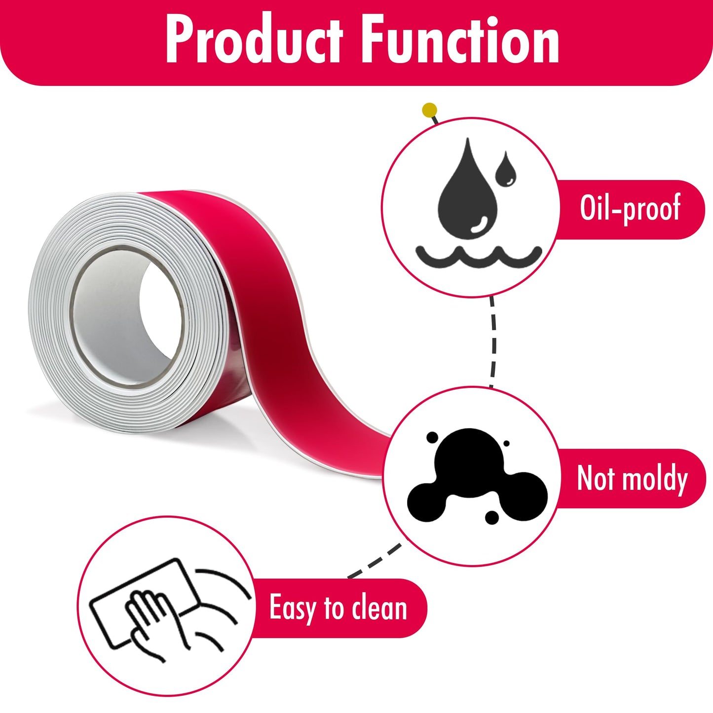 3 Rolls White Caulk Tape for Bathtub Self Adhesive，Peel and Stick Caulk Strip Waterproof，Toilet Base Sealer Strip，Toilet Sealant Tape