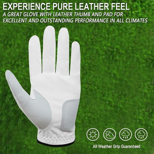 FINGER TEN Golf Gloves - Comfortable All-Weather Grip for Men | 5-Pack in Multiple Sizes S-3XL