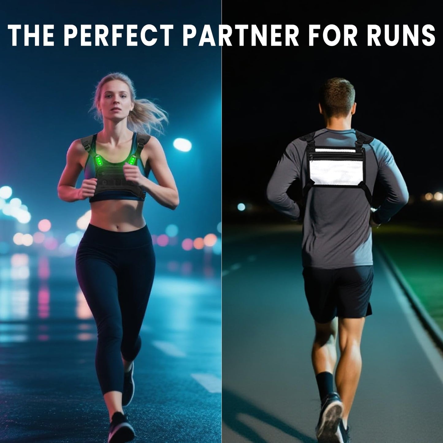 Running Chest Pack with Light, Chest Packs for Phone Holder, Edc Bag for Running, Lightweight Extra Storage Sports Chest Pouch for Runners Cycling Motorcycle Hiking
