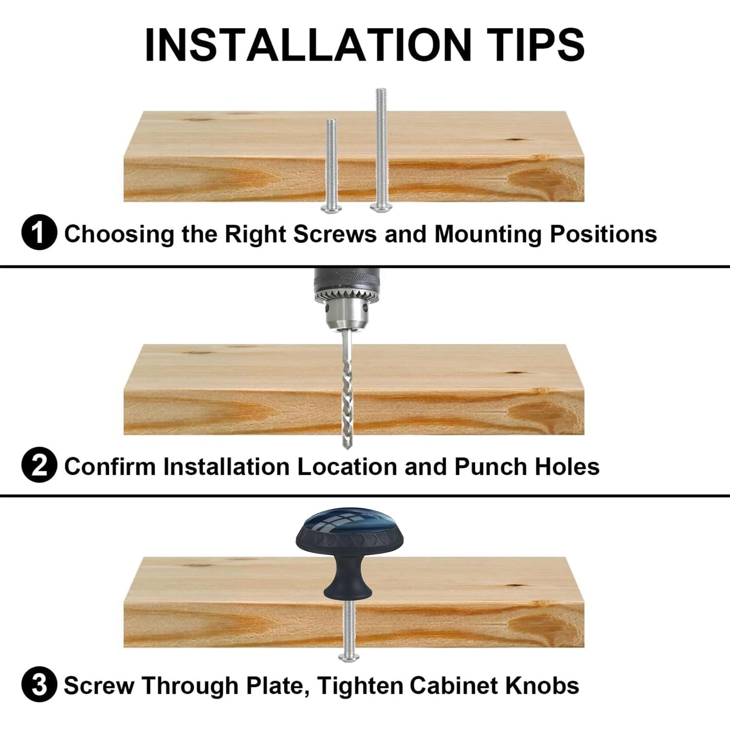 Artinhand 4 Pack Navy Blue Kitchen Cabinet Knobs Round Drawer Pulls Black Dresser Cupboard Door Handles