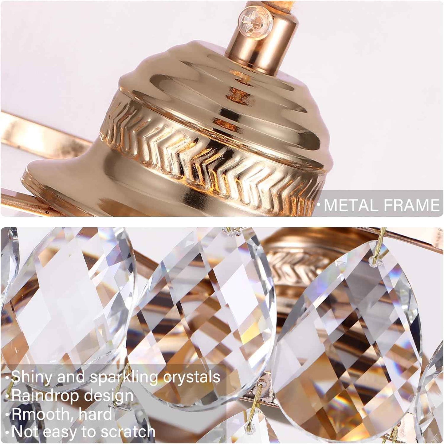 Gold Crystal Mini Chandelier - Modern Flush Mount Ceiling Light for Hallway & Bedroom