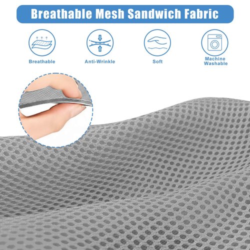 MOSNAI Golf Cart Rear Seat Covers Set for EZGO Club Car Yamaha Aftermarket Rear Seat Cushion, Durable Breathable Bench Seat Covers Washable Polyester Mesh Cloth Without Logo, Gray