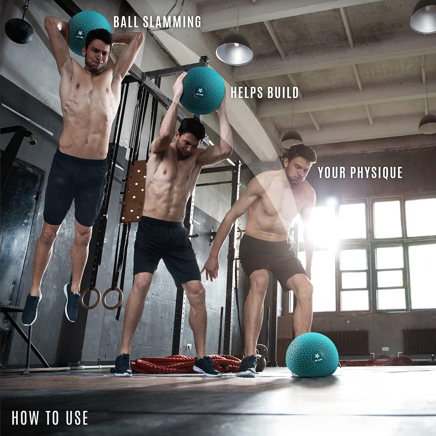Yes4All Slam Balls - 15lbs Durable PVC Sand-Filled Weighted Ball for Strength Training | Triangle Teal