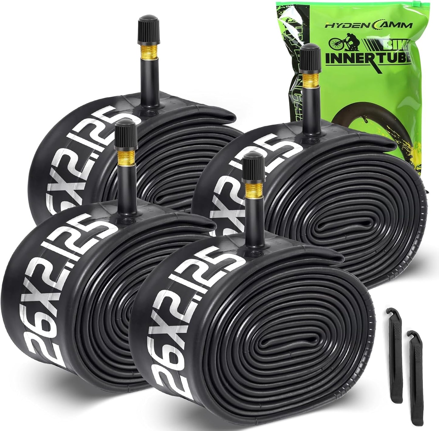 **Butyl Bike Tube - 20/26 Inch Inner Tube with 35mm AV Schrader Valve & 2 Tire Levers | 2/4 Pack**