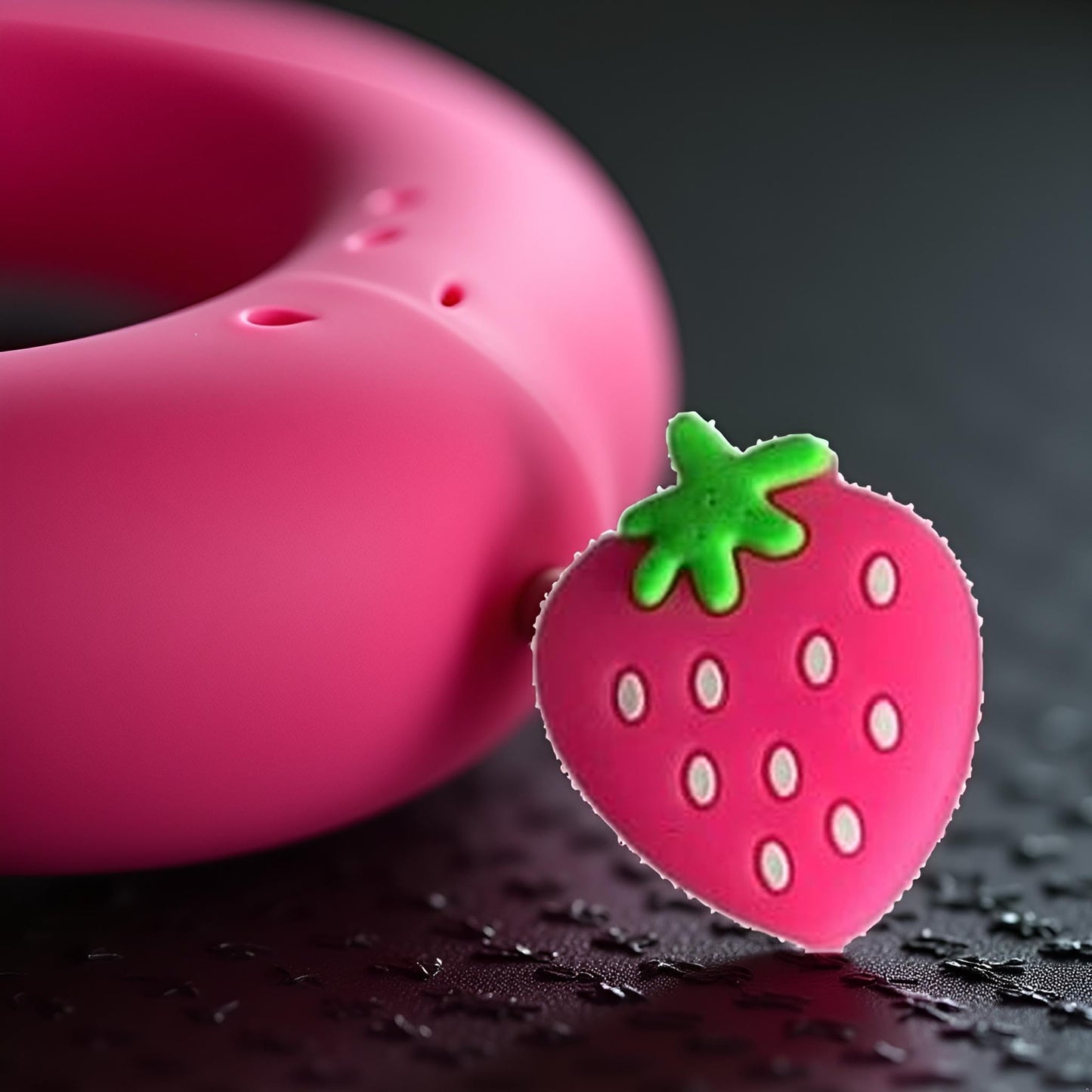 Pink Strawberry Tennis Racket Vibration Dampener Soft Silicon Racket Dampener Cartoon Shape Tennis Racquet Shock Absorbers Tennis Racket for Racquetball, Tennis Vibration Dampeners