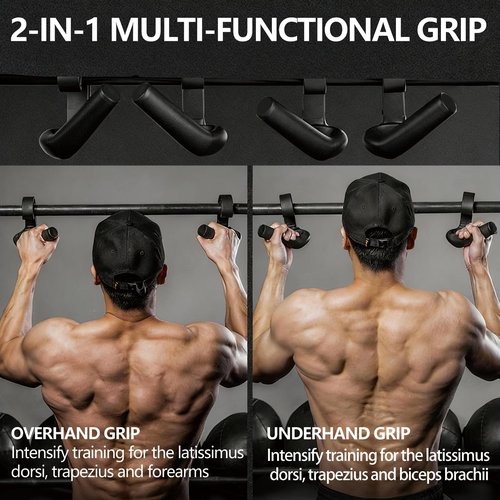 45/90 degree Neutral Grip Pull Up Handles with Lifting Straps - Heavy Duty Angled Barbell Grips & Pull Up Bar Grips for Home Gym, Deadlifts, Rows - Relieve Wrist & Shoulder Stress (black, 45°)