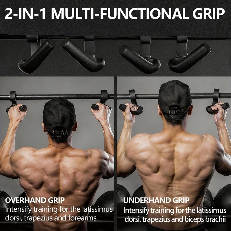 45/90 degree Neutral Grip Pull Up Handles with Lifting Straps - Heavy Duty Angled Barbell Grips & Pull Up Bar Grips for Home Gym, Deadlifts, Rows - Relieve Wrist & Shoulder Stress (black, 45°)