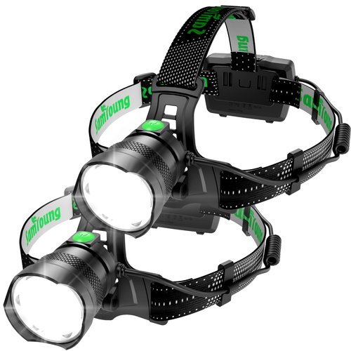 2-Pack High Lumens Headlamp Rechargeable, 7 Modes 50H Long Lasting Head Lamp, Motion Sensor Zoomable Headlamps for Adults, 90° Adjustable IP67 Waterproof Head Light for Hiking Camping Hardhat