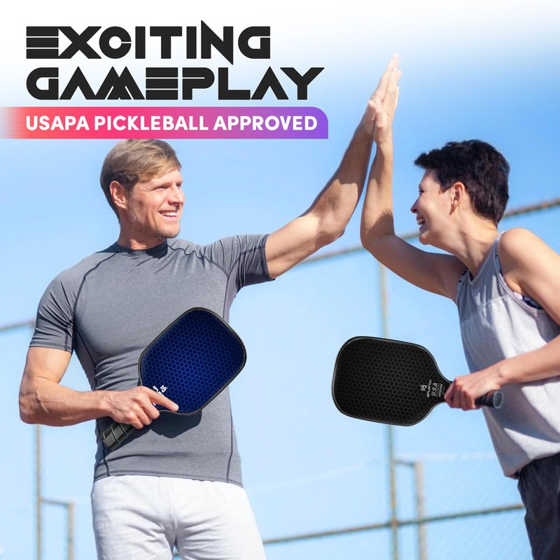Spurtia Pickleball Paddles Set of 2 - USAPA Approved Fiberglass Pickle Ball Rackets with Balls, Grip Tapes and Carry Bag - Lightweight Pickleball Set for Men, Women and Beginners