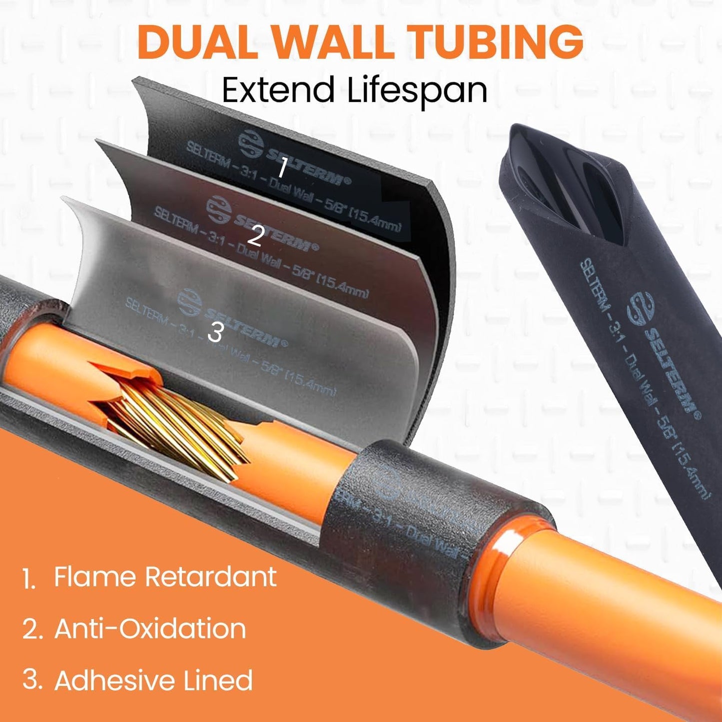 SELTERM 10pcs - 2 Awg - 5/16" Stud - Battery Lugs - Ring Terminal Connectors | with 12pcs 3:1 Black & Red Heat Shrink Tubing with Adhesive | Heavy Duty Battery Cable Ends - Bare Copper Wire Lugs Kit