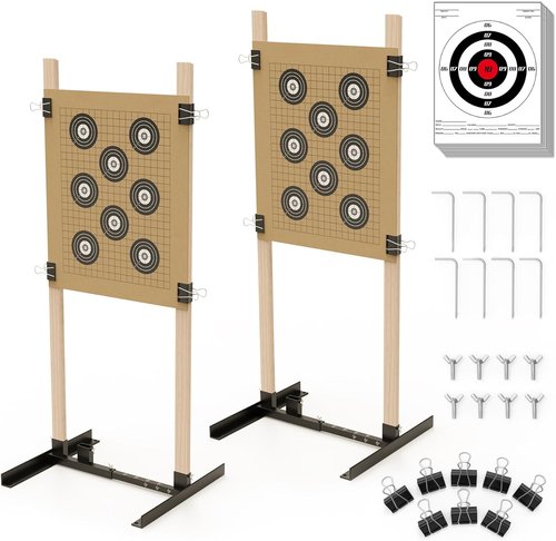 KNINE OUTDOORS Shooting Target Stand - Durable Adjustable Base for Paper Targets | H Shape, 2 Pack