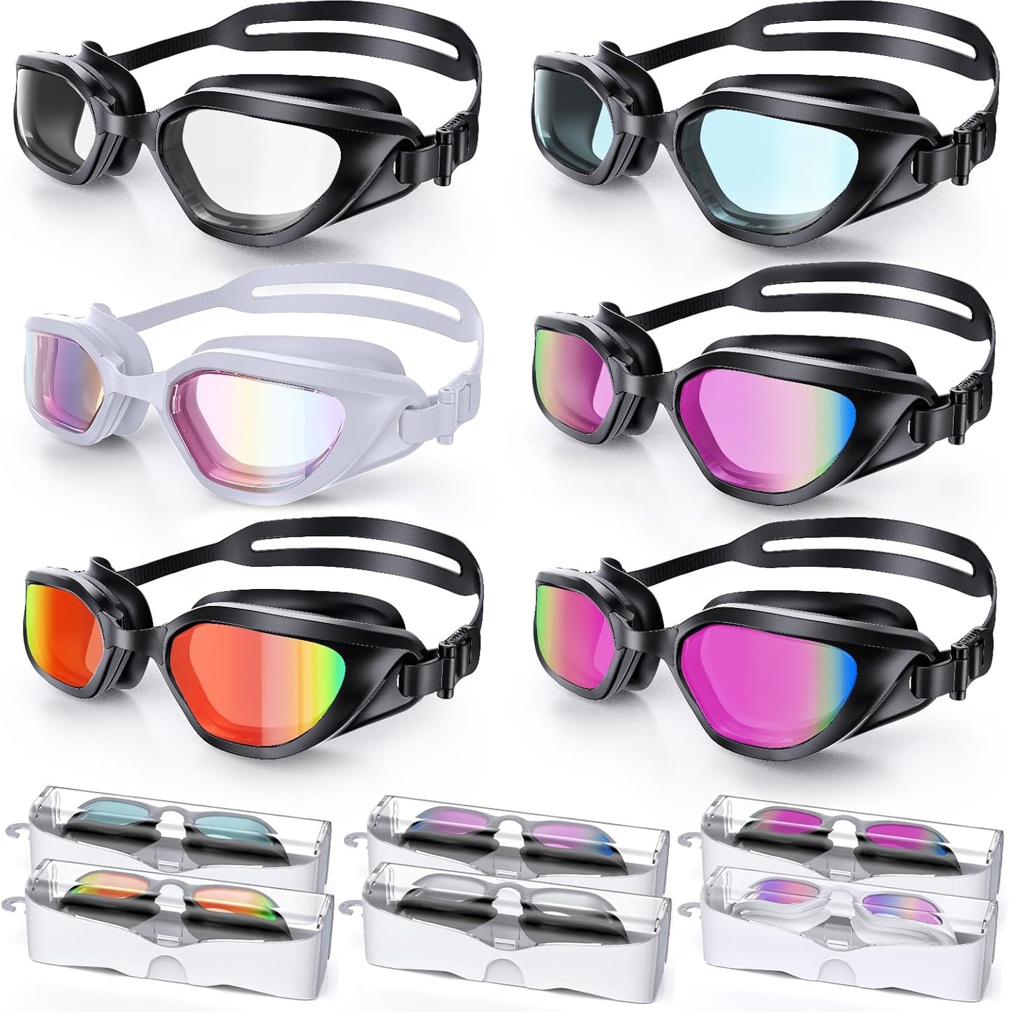Skiennix Swim Goggles - Upgraded Anti-Fog, UV Protection, No Leakage | Wide View for Adults & Youth