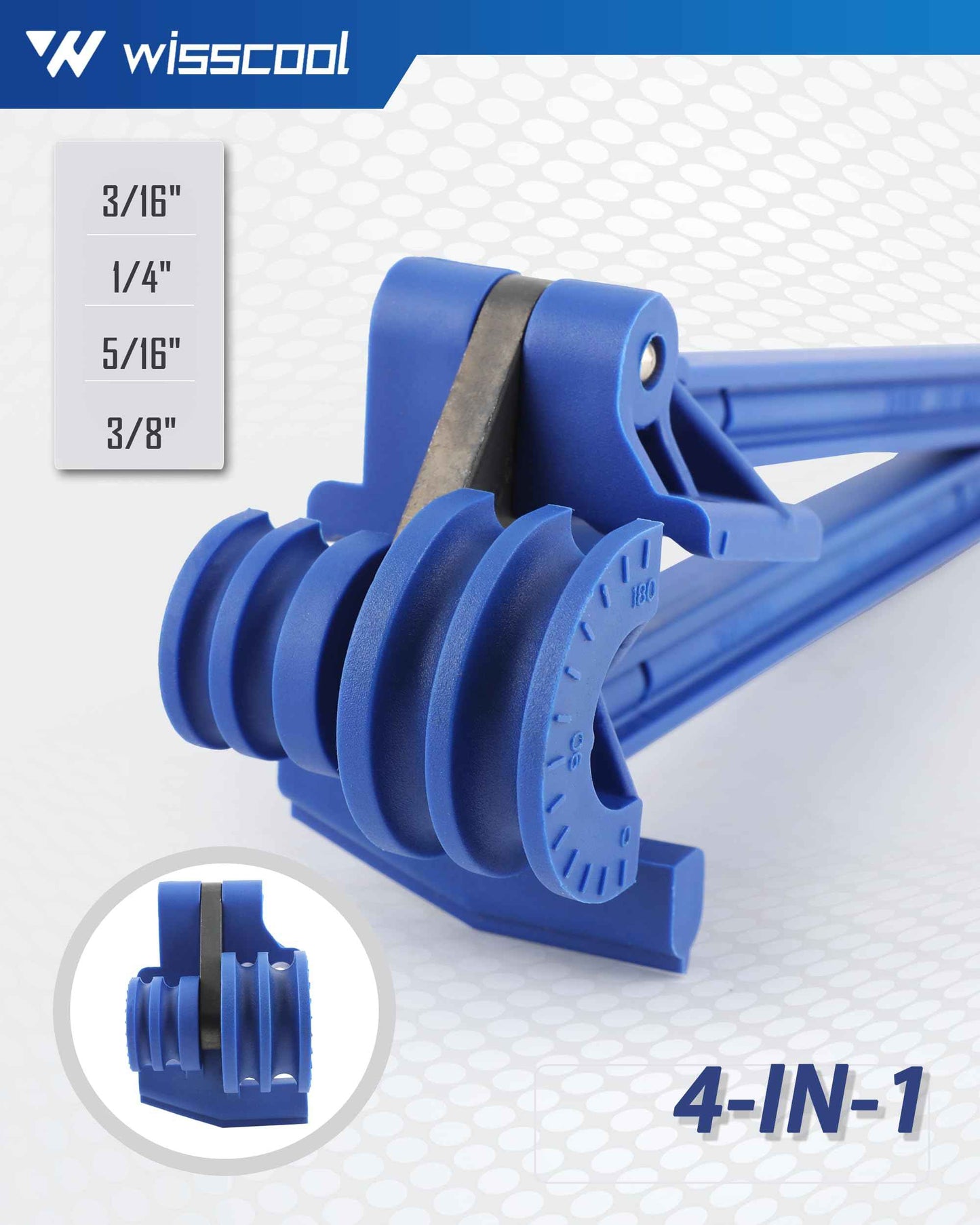 Wisscool 4-in-1 Tube Bender Tubing Brake line Bender for Soft Copper, Aluminum, Metal, Pipe Bender 180° (3/16" 1/4" 5/16" 3/8")