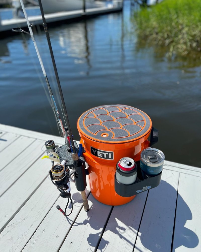 Tideline3D Drink and Phone Holder Compatible with YETI LoadOut Bucket (Black)