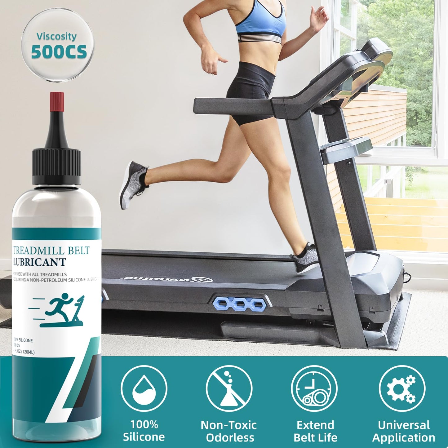 Treadmill Belt Lubricant, 100% Silicone Treadmill Lube High-Temperature Resistant Stable Lubricant, 4 Ounce