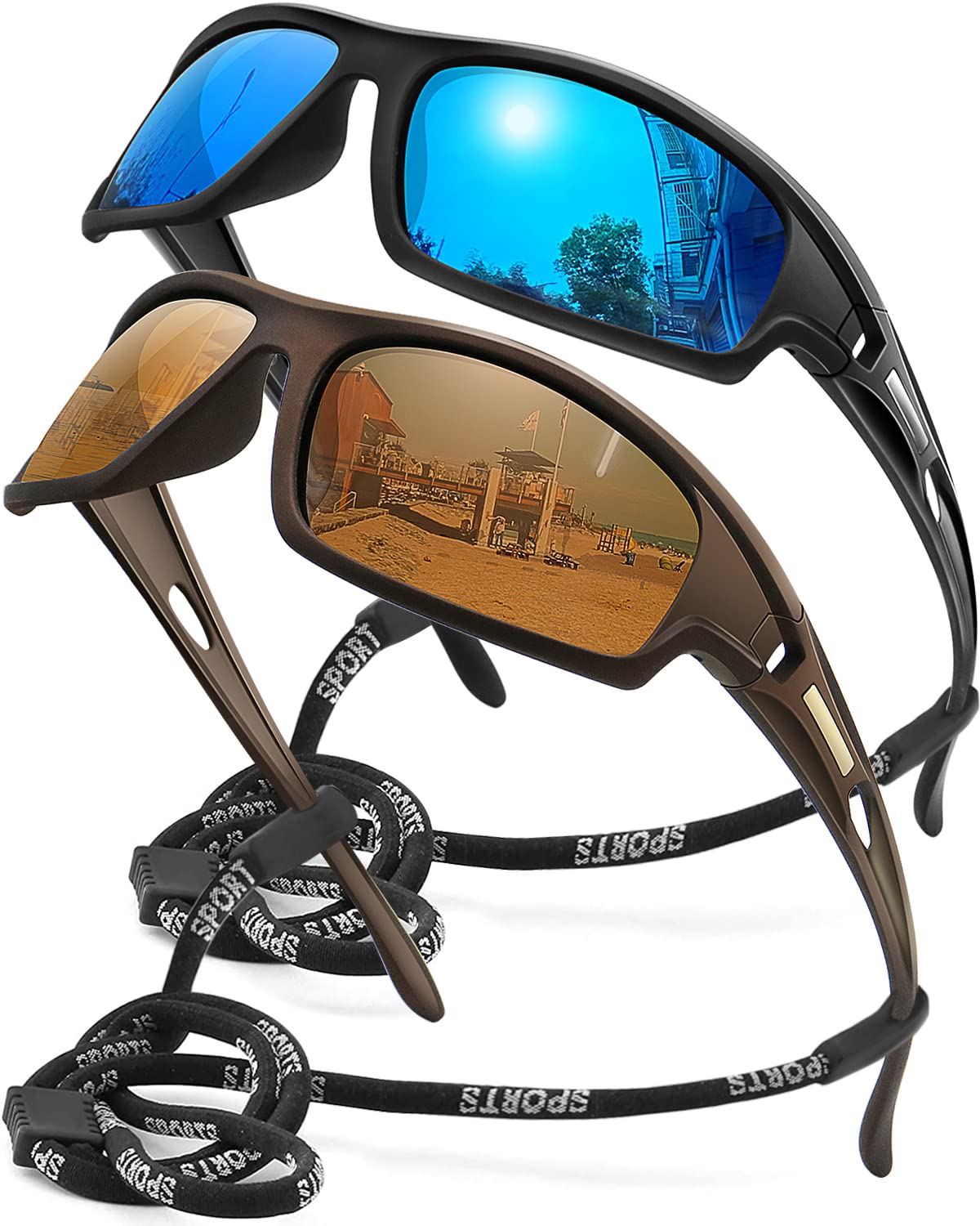 AWGSEE Polarized Sports Sunglasses for Men 100% UV Protection Wrap Around Unbreakable Sun Glasses for Fishing Driving