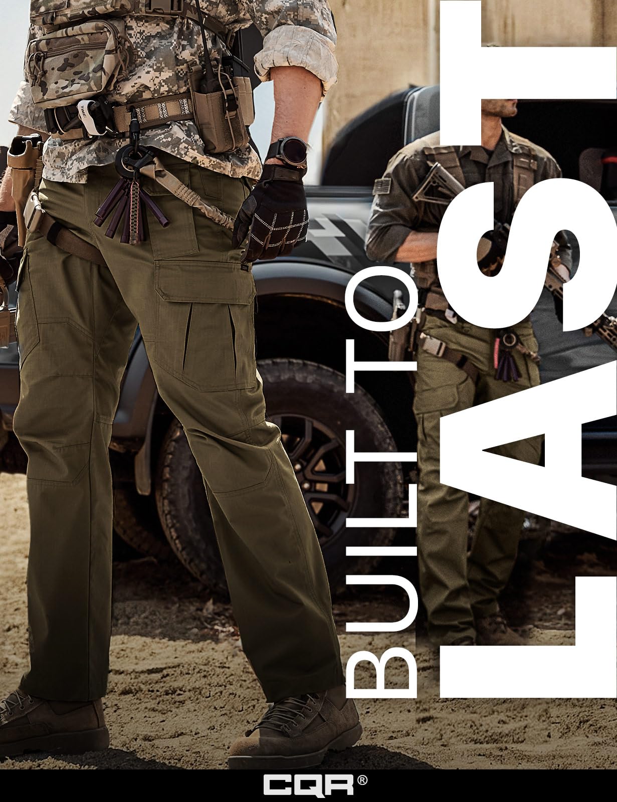 CQR Men's Tactical Pants, Water Resistant Ripstop Cargo Pants, Lightweight EDC Work Hiking Pants, Outdoor Apparel, Raider Mag Soil Green, 38W x 32L