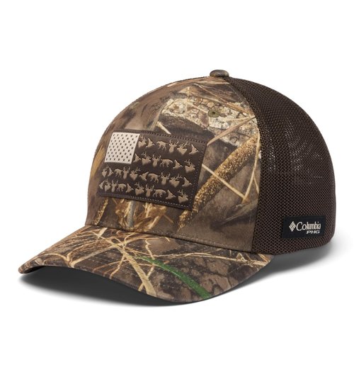 Columbia Unisex PHG Camo Mesh Ball Cap, Realtree Max7/Game Flag, L/XL