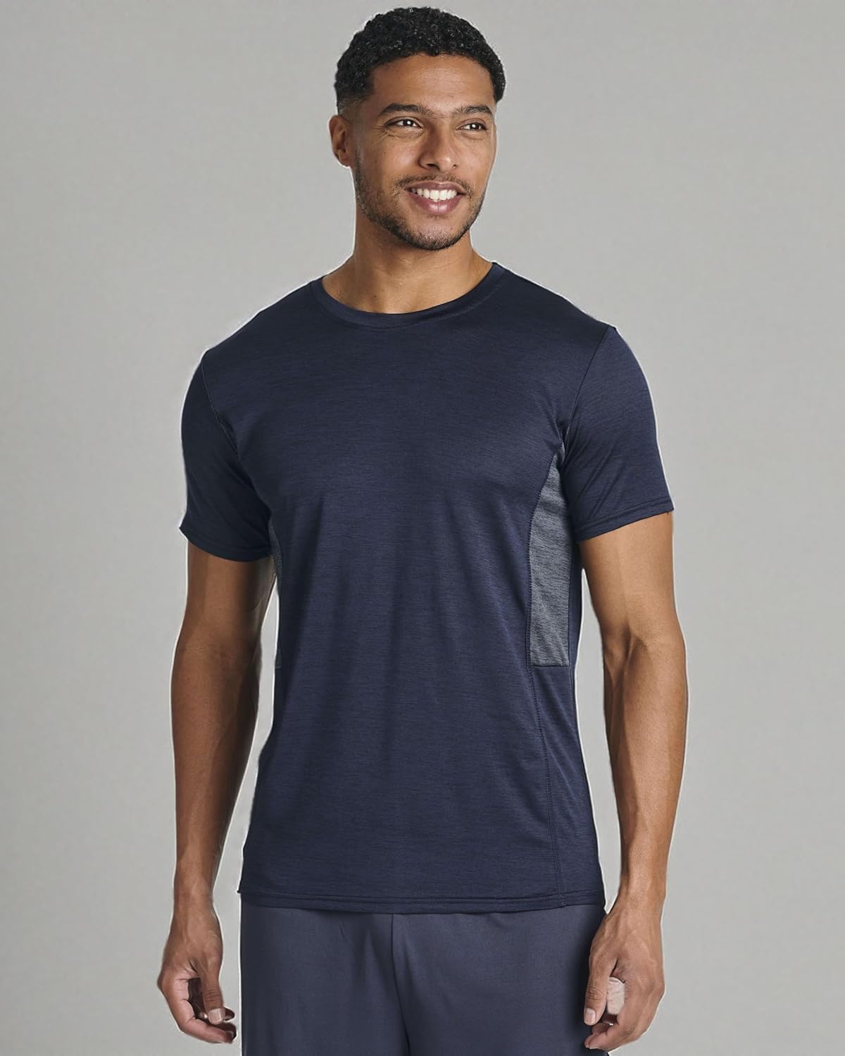 Real Essentials Men's Dry-Fit Short Sleeve Crew Neck T-Shirts - 5 Pack Athletic Workout Tees