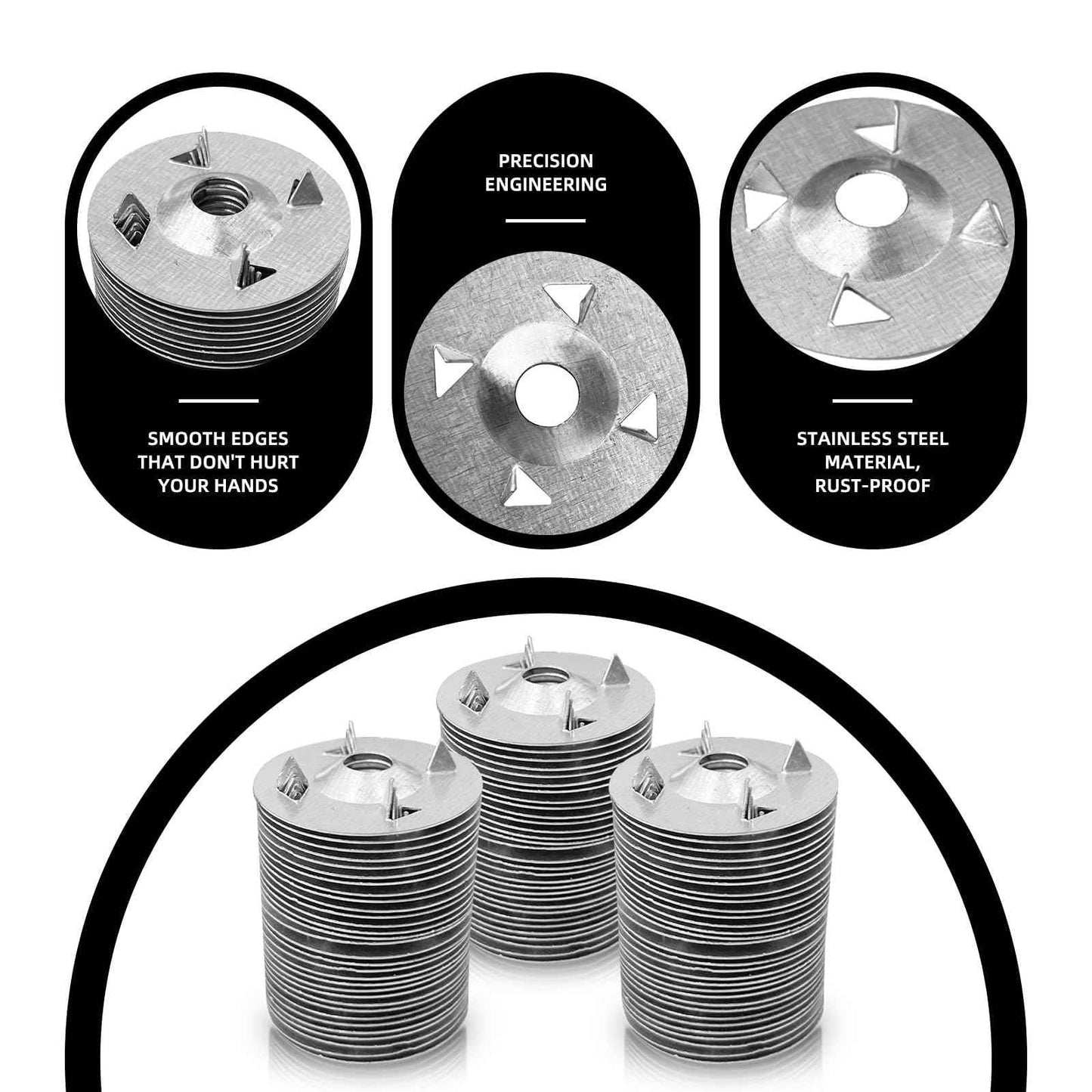500Pcs Fasteners Washers for Foam Board Panels, 1-1/8 Inch Metal Washers for Insulation Fixing Hardware with Cut Resistant Gloves
