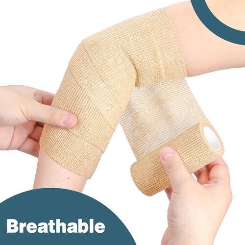 AZEN Self-Adhesive Bandage Wrap - 18 Pack, 4" X 5 Yards, Skin Color Elastic Tape for Athletes & Pets