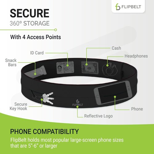 FlipBelt Classic Running Belt - Versatile Fanny Pack for Men & Women | Comfortable & Secure Fit