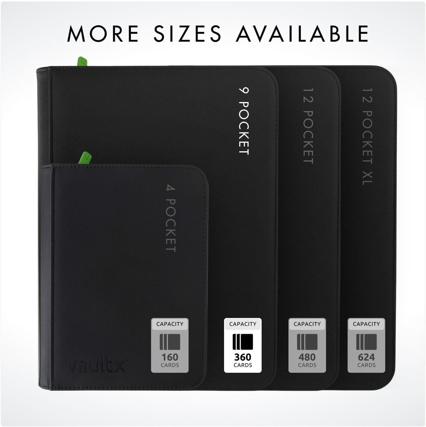 Vault X 9 Pocket Trading Card Zip Binder - Premium Exo-Tec Material | Holds 360 Cards, Black